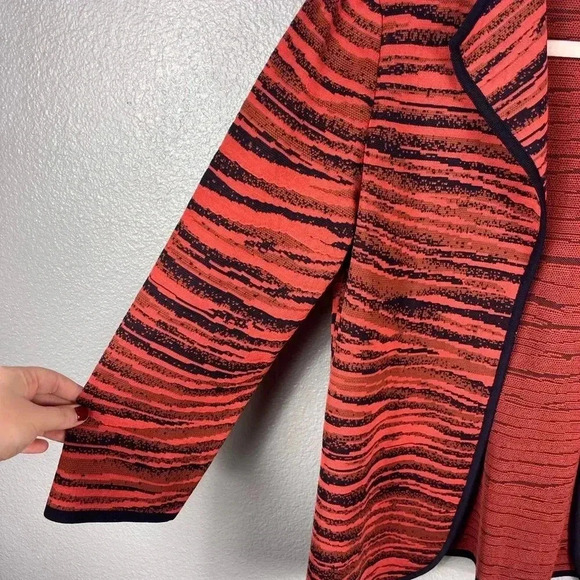 MISOOK Orange Open Front Blazer Cardigan Jacket Womens S Shoulder Pads - Picture 4 of 8